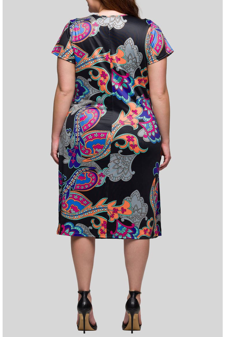 Paisley Floral Wrap Front Knit Midi Dress, Alternate, color, BLACK MULTI
