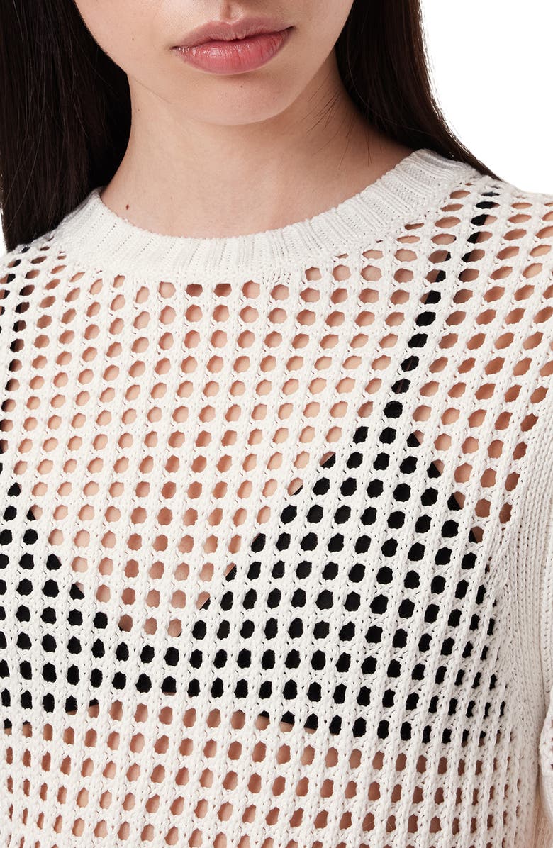 AllSaints Paloma Open Stitch Short Sleeve Sweater, Alternate, color, Chalk White