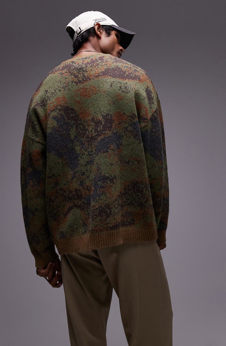 Topman Abstract Pattern Oversize Cardigan, Alternate, color,