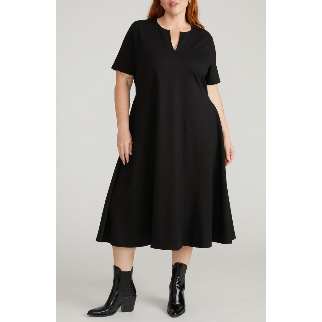 Universal Standard Saskia Ponte Knit Midi Dress In Black
