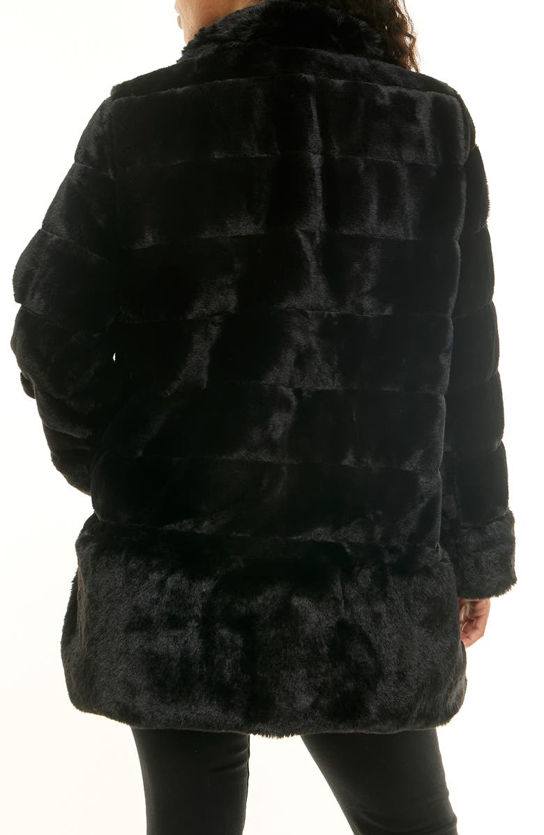 Nina Leonard Faux Fur Horizontal Stripe Jacket, Alternate, color, Black