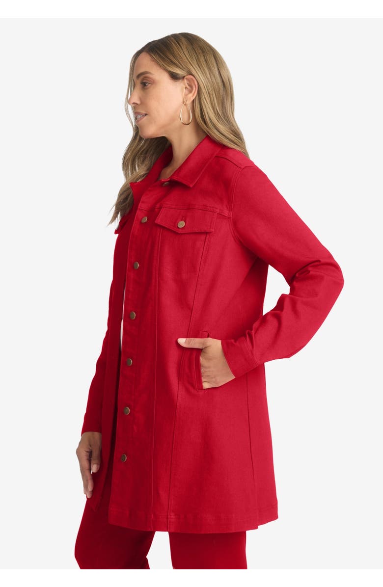 Jessica London Long Denim Jacket, Alternate, color, Black