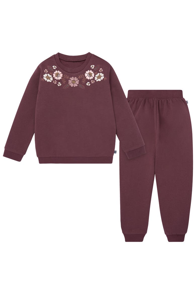 Embroidered Floral Sweatshirt and Jogger Set, Main, color, Purple
