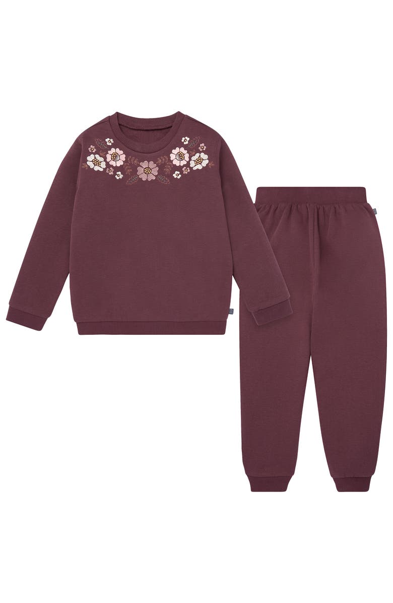 Modern Moments<sup>™</sup> by Gerber Embroidered Floral Sweatshirt and Jogger Set, Main, color, Purple