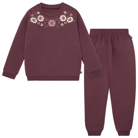 Embroidered Floral Sweatshirt and Jogger Set (Toddler & Little Kid)