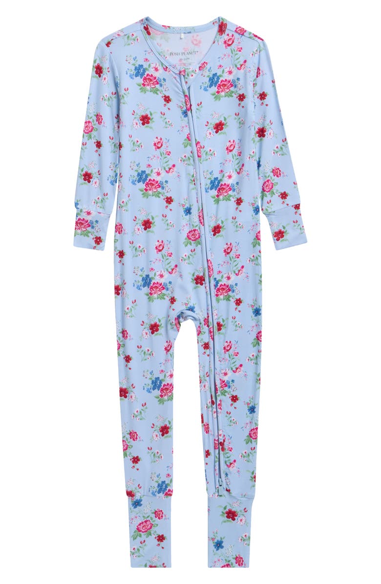 Posh Peanut Fitted Convertible One-Piece Pajamas, Main, color, Blue
