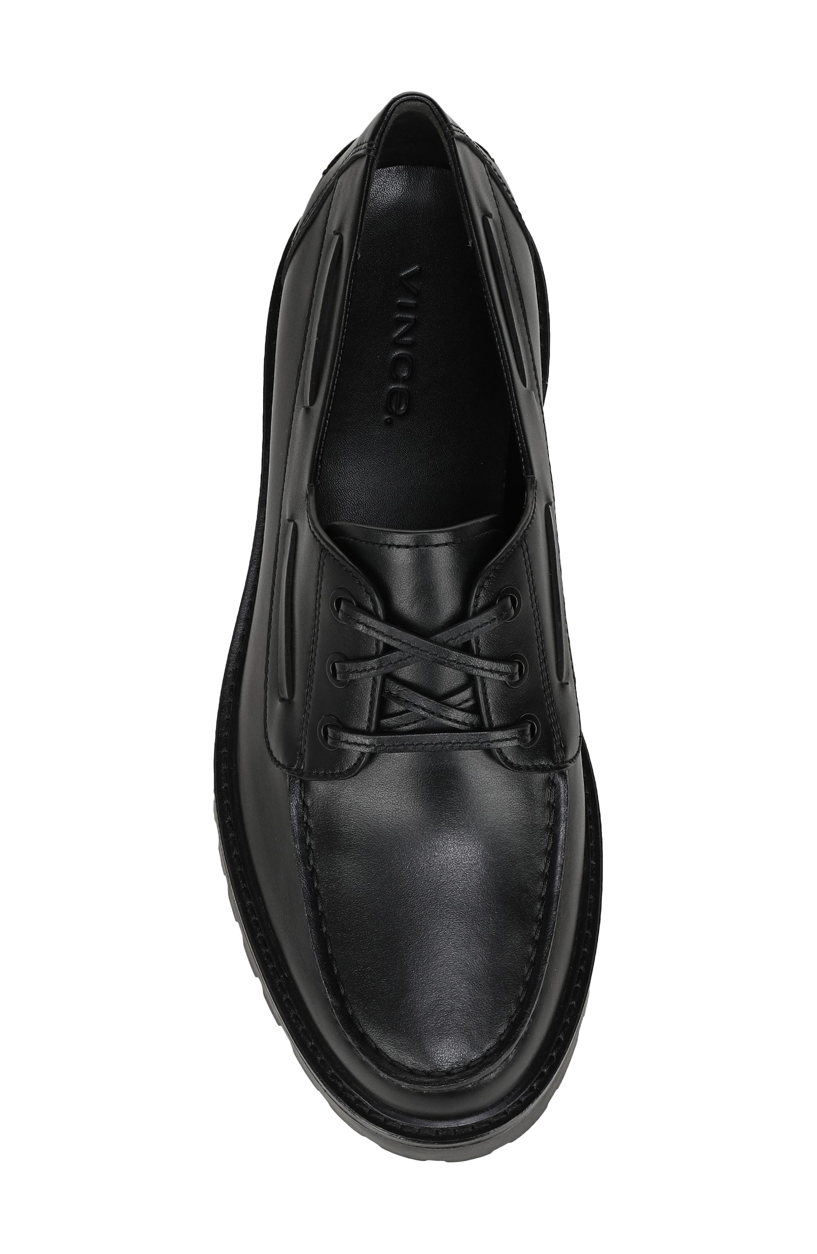 Dillon Lugged Moc Toe Boat Shoe, Alternate, color, BLACK