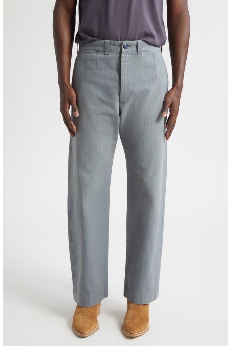 Maitland Stripe Flat Front Cotton & Linen Chinos, Main, color, FADED NAVY STRIPE