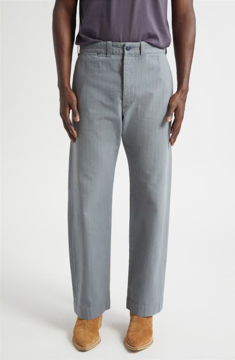 Maitland Stripe Flat Front Cotton & Linen Chinos