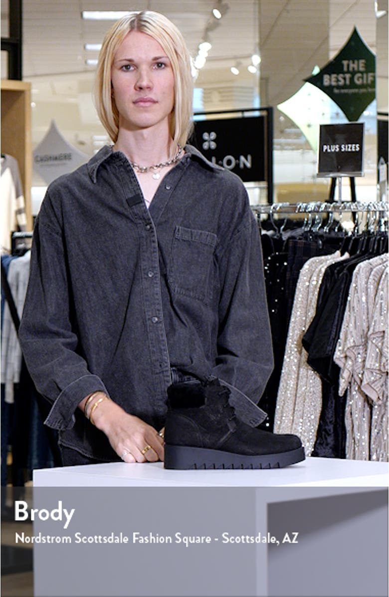 Kenille Genuine Shearling Trim Wedge Bootie, sales video thumbnail