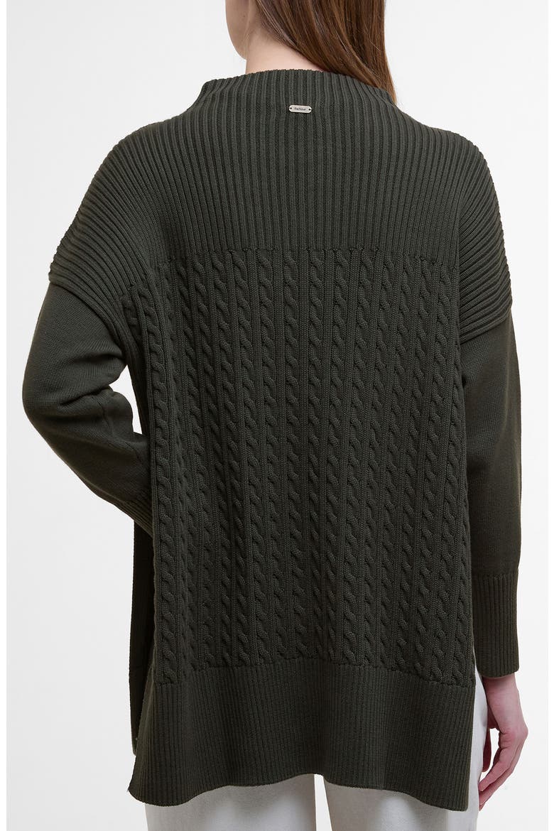 Guernsey Mix Stitch Cotton Cape Sweater, Alternate, color, OLIVE