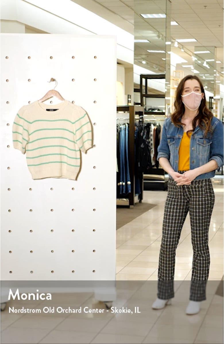 Stripe Puff Sleeve Crewneck Sweater, sales video thumbnail