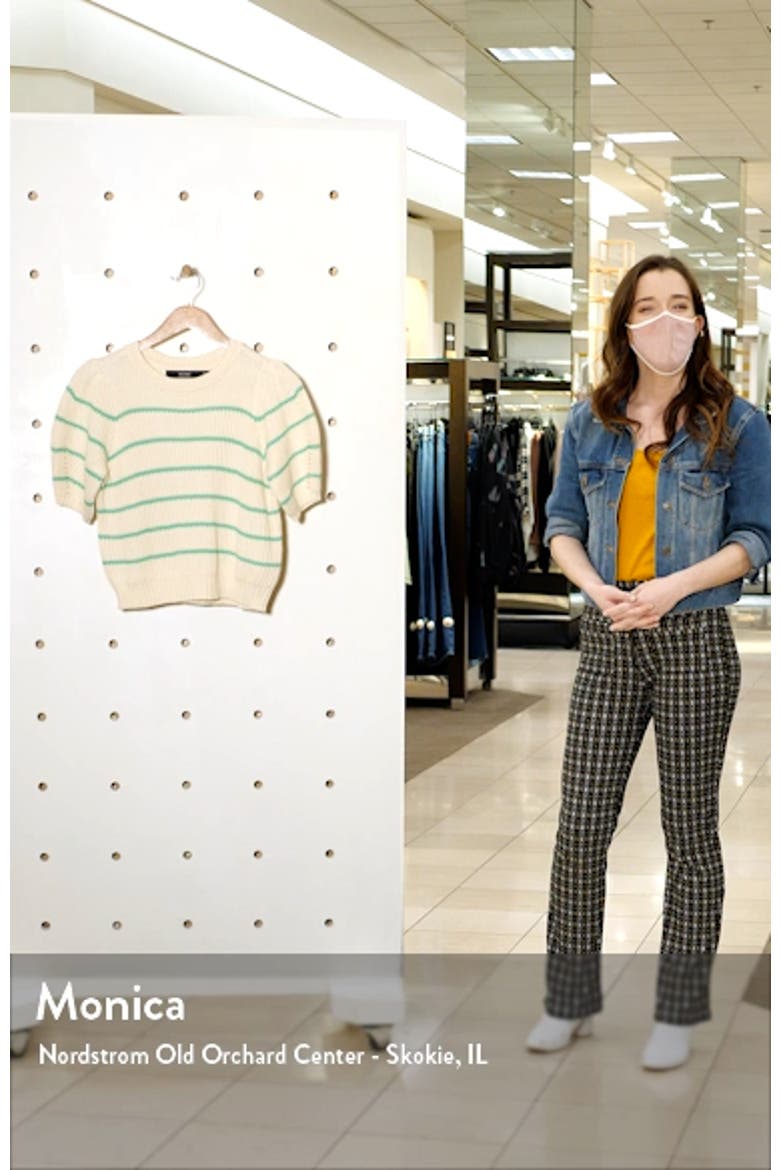 Stripe Puff Sleeve Crewneck Sweater video