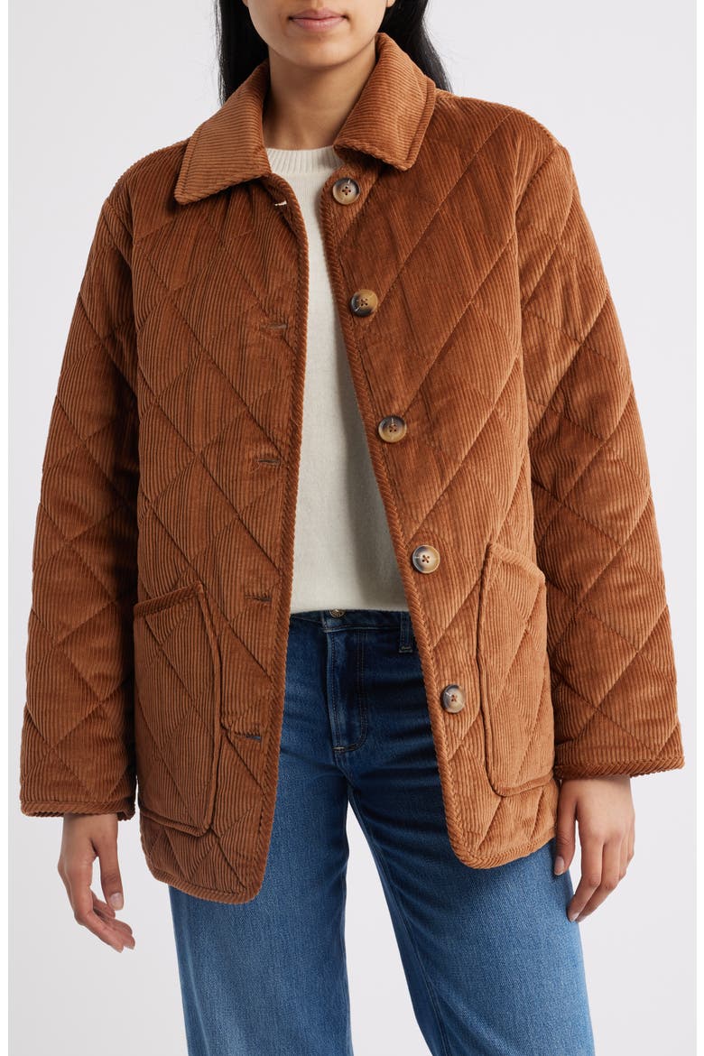 Quilted Corduroy Jacket, Main, color, COGNAC