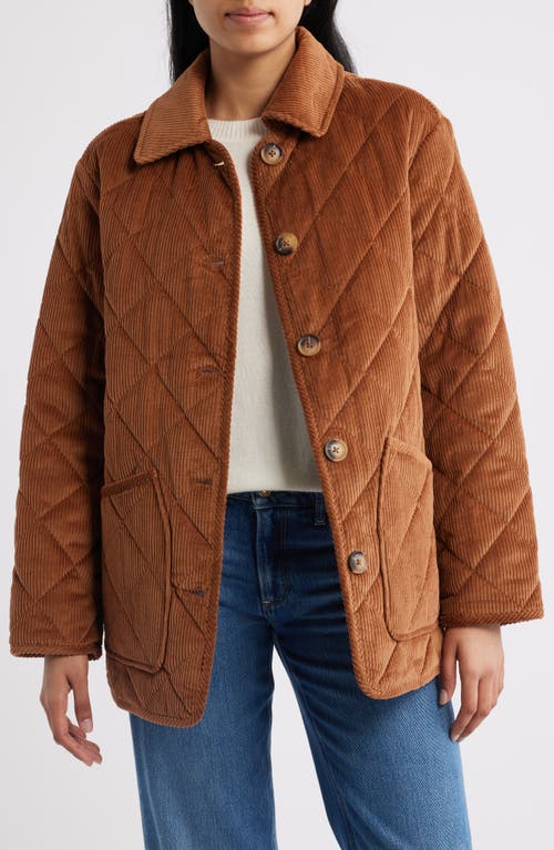 Bernardo Quilted Corduroy Jacket in Cognac at Nordstrom, Size Large