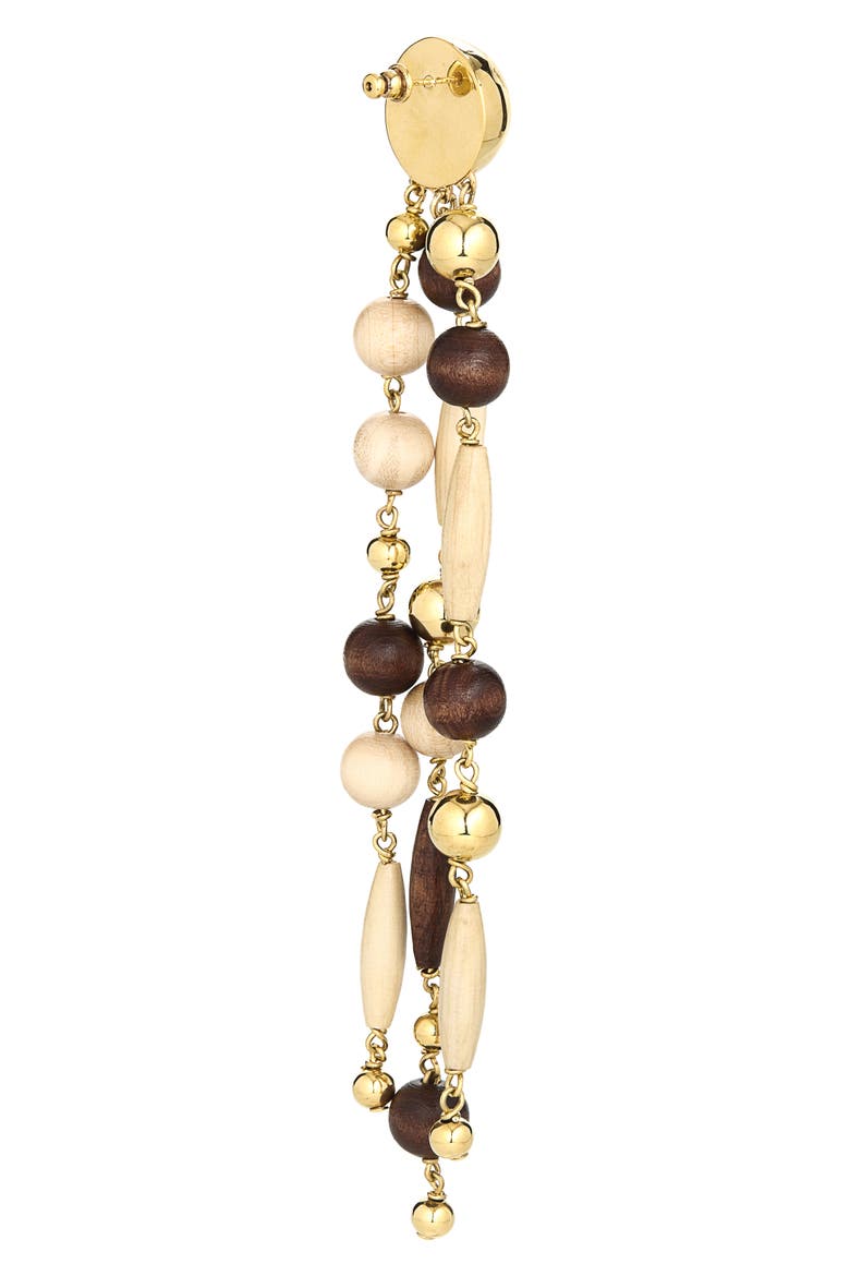 Wooden Beaded Drop Earrings, Alternate, color, GOLD