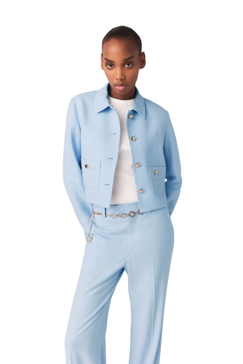 Short single-breasted jacket, Main, color, Blue sky
