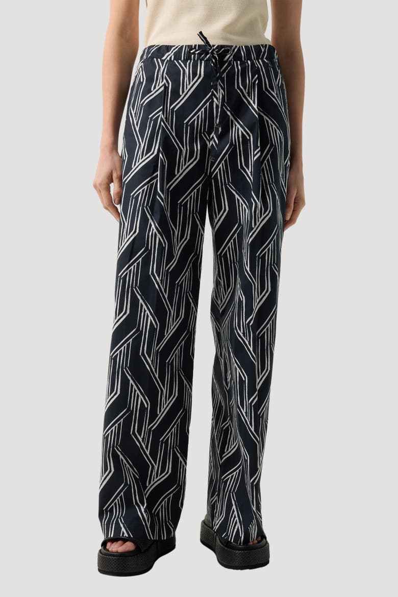 Pleated Trousers Gina, Alternate, color, Navy blue/white