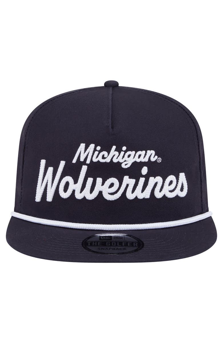 New Era Men's New Era Navy Michigan Wolverines Adventure Team Text Golfer Snapback Hat, Alternate, color, 