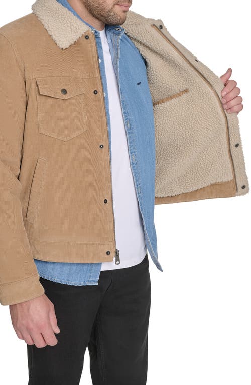 Levi's Corduroy Faux Shearling Lined Trucker Jacket In Brown