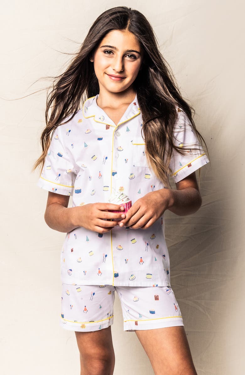 Petite Plume Kids' Birthday Wishes Short Two-Piece Pajamas, Alternate, color, White