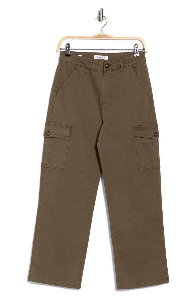 Vigoss High Waist Straight Leg Twill Cargo Pants, Alternate, color, Olive