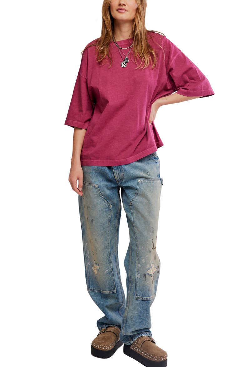 We The Free Perfect Oversize Cotton T-Shirt, Alternate, color, GLASS ROSES