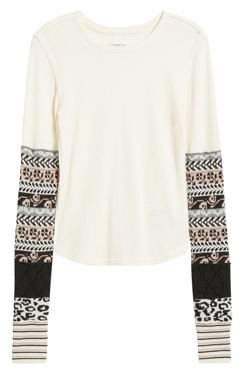 Free People All In Cuff Knit Top, Alternate, color, Ivory Combo