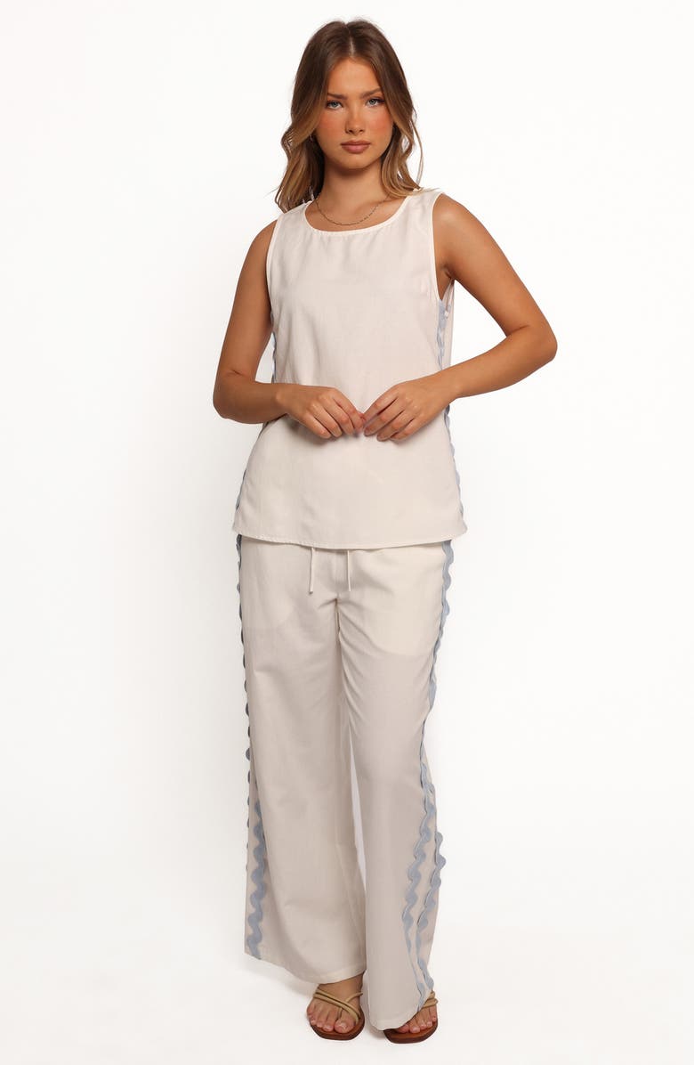 Petal & Pup Jasinta Wide Leg Pants, Alternate, color, Cream Blue