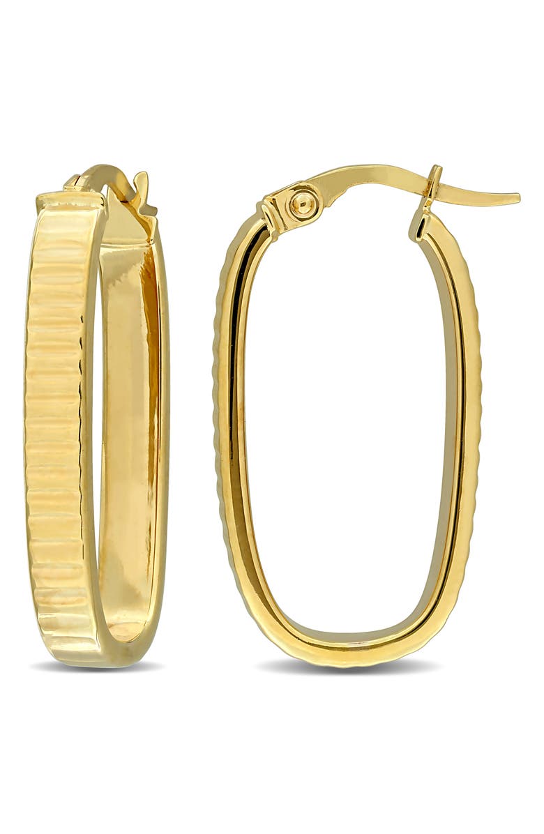 DELMAR 10K Yellow Gold Ribbed Oval Hoop Earrings, Main, color,