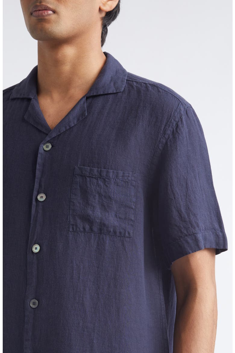 Linen Camp Shirt, Alternate, color, NAVY