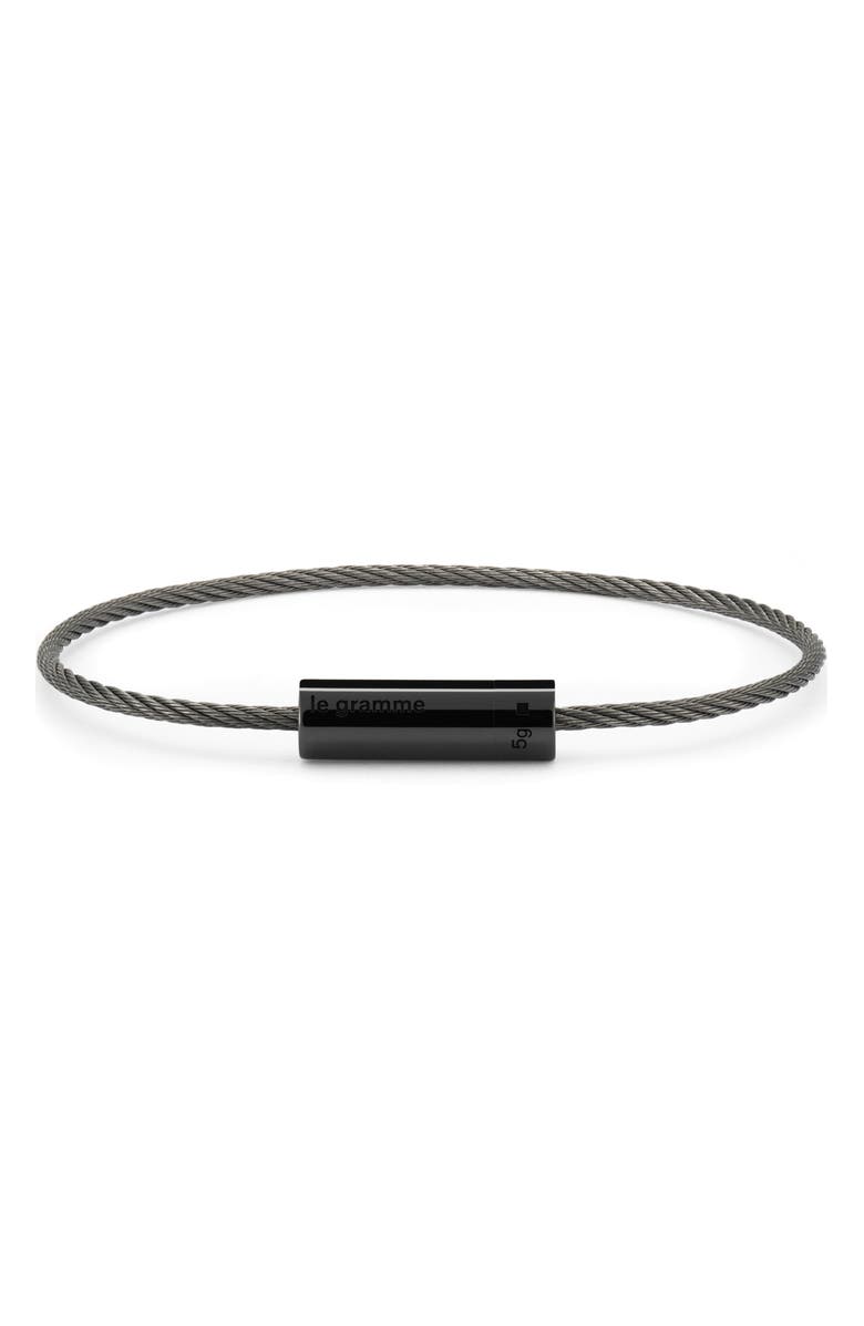 le gramme Men's 5G Polished Black Ceramic Cable Bracelet, Main, color, 