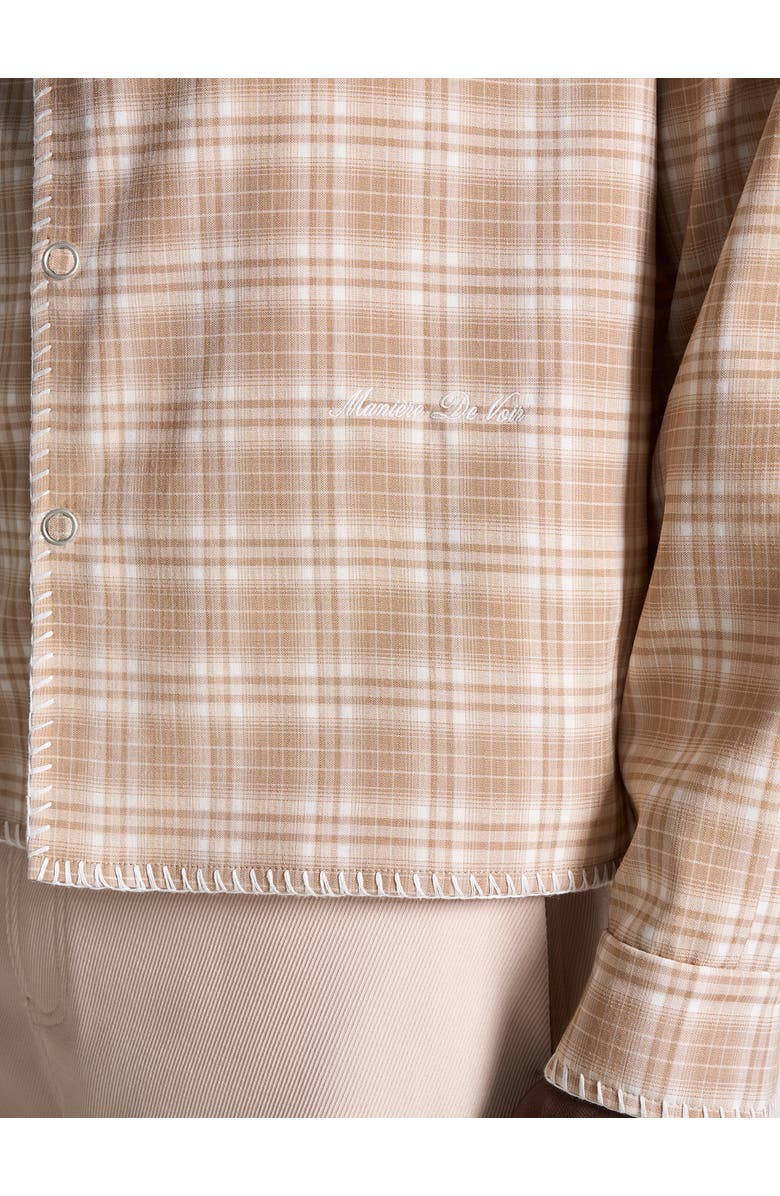 Manière De Voir Blake Unisex Whipstitch Check Shirt, Alternate, color, Beige
