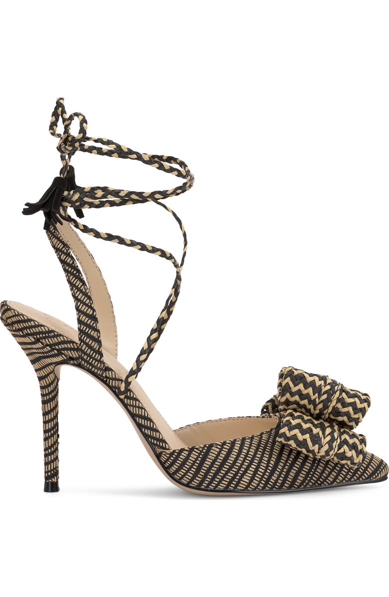 Jessica Simpson Hirlia Pointed Toe Ankle Tie Pump, Alternate, color, Natural/ Black