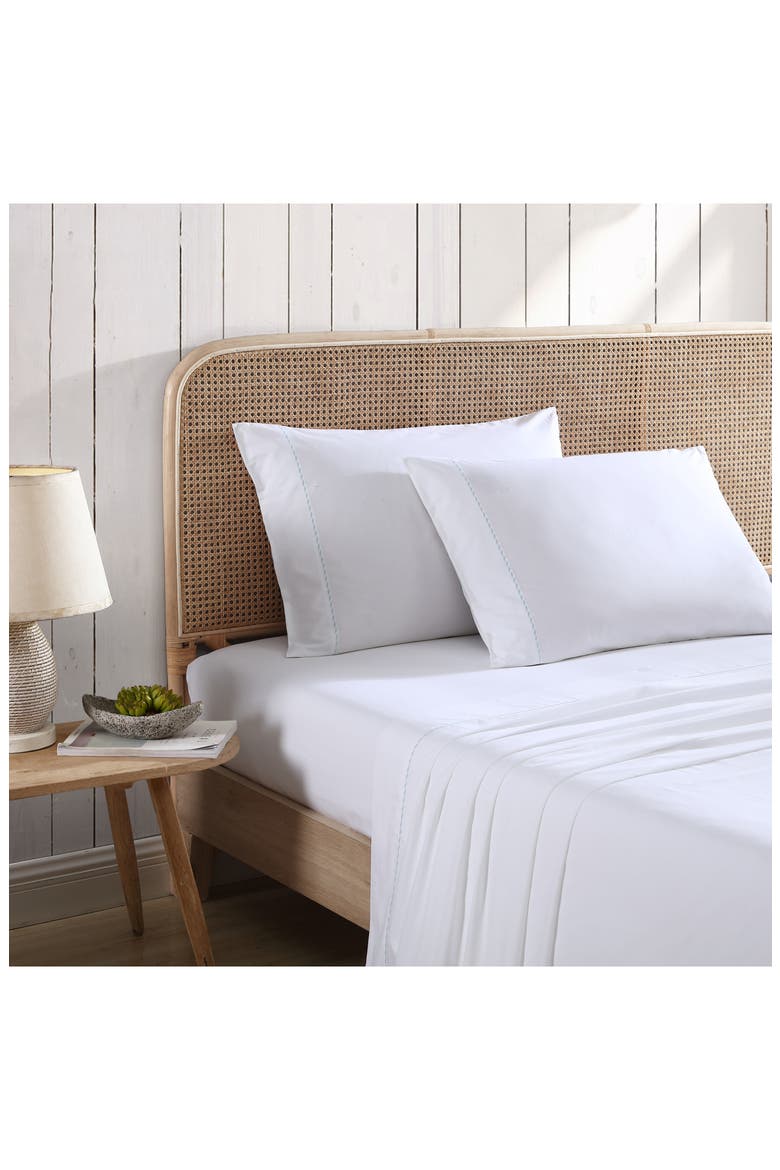 Solid Percale Cotton Sheet Set, Alternate, color, OCEAN GREEN