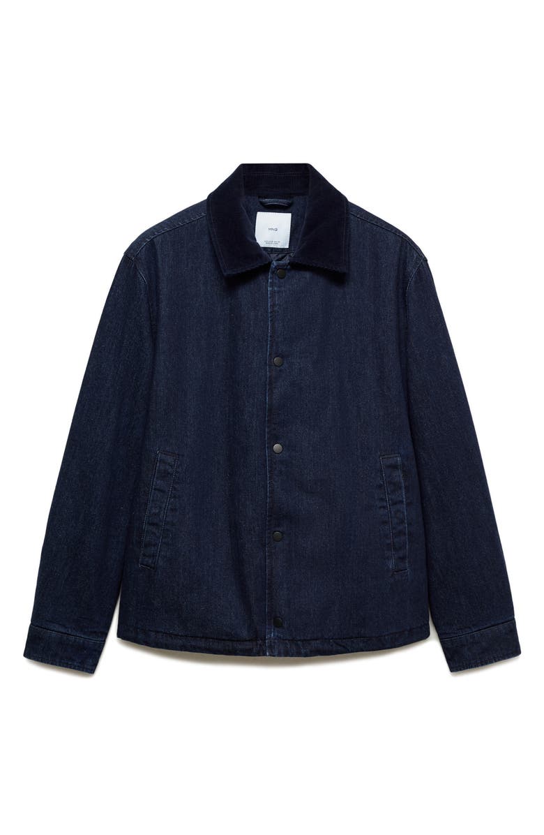 MANGO Corduroy Collar Denim Jacket, Alternate, color,
