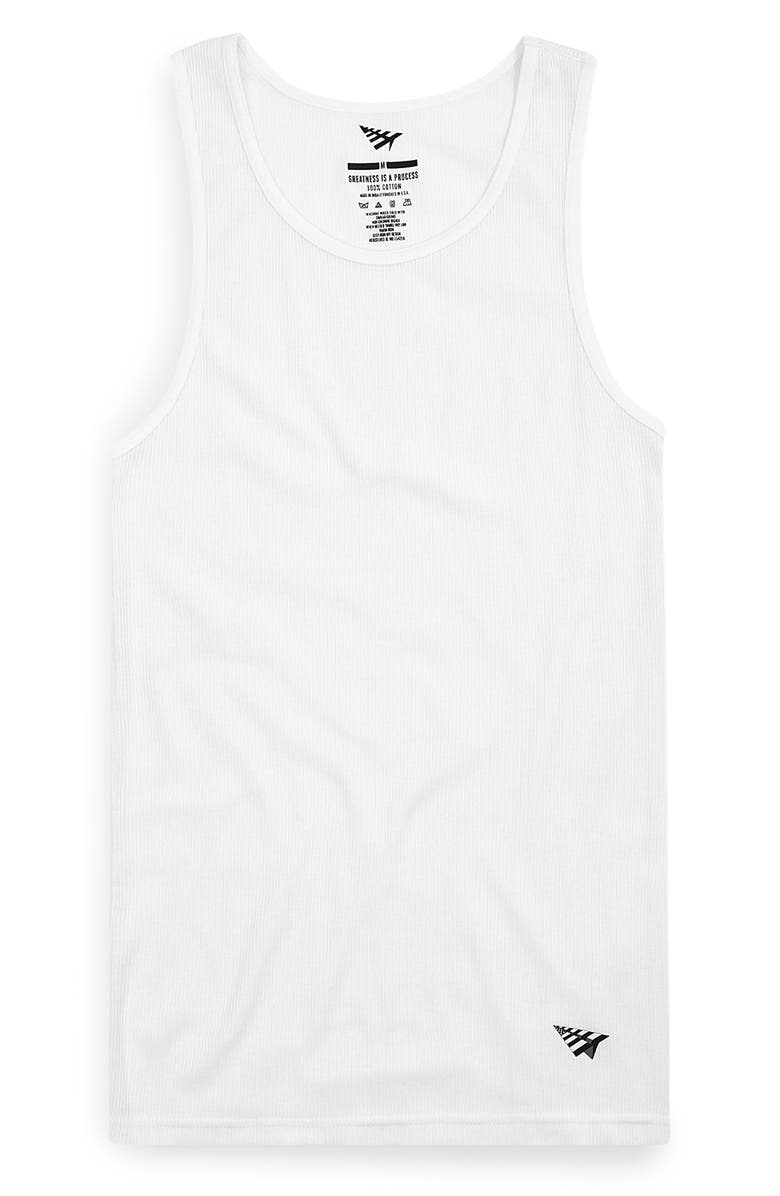 PAPER PLANES 3-Pack Ribbed Cotton Tanks, Alternate, color, White