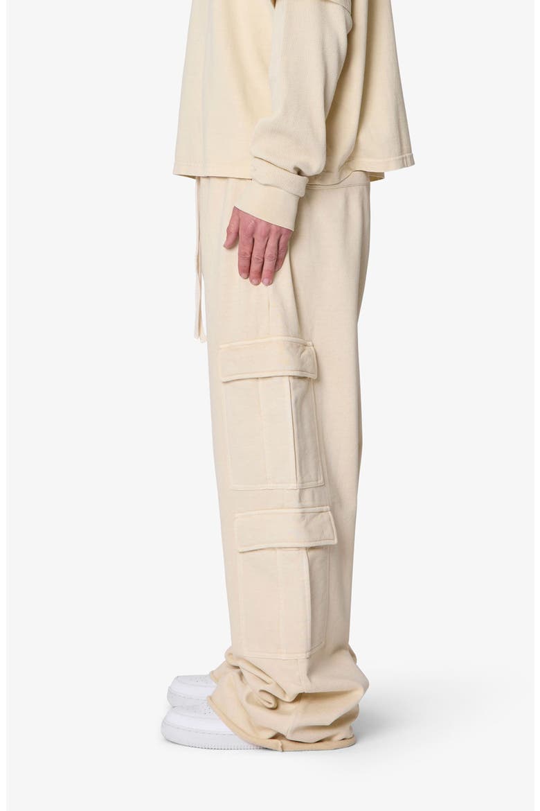Ultra Baggy Cotton Flece Cargo Sweatpants, Alternate, color, OFF WHITE
