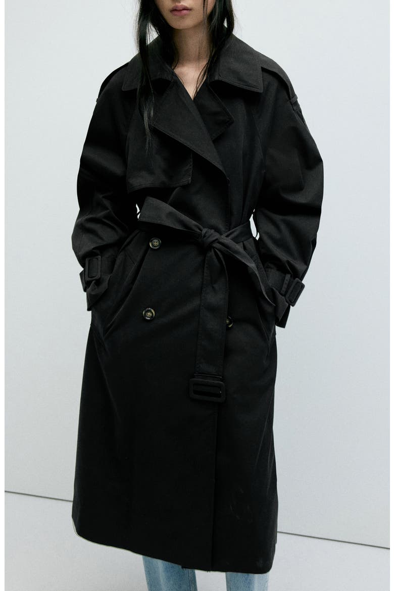 Angela Belted Trench Coat, Main, color, BLACK