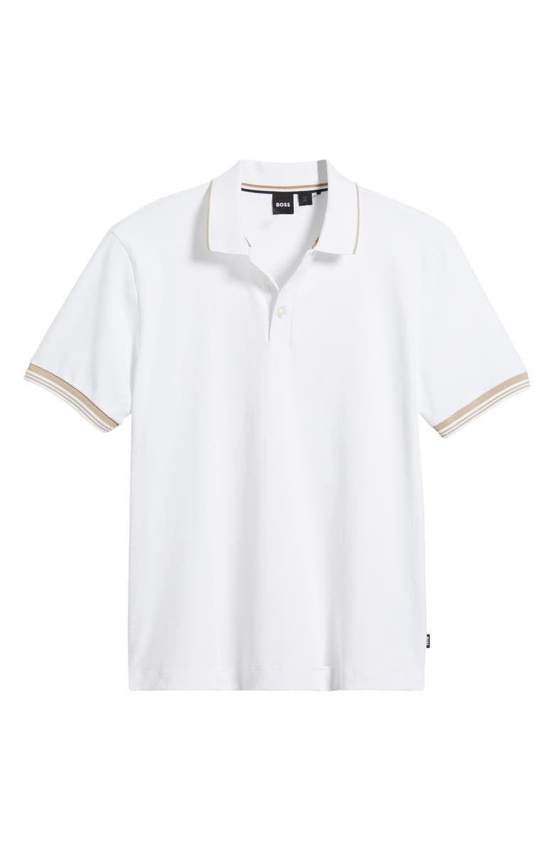BOSS Parlay Tipped Cotton Polo, Alternate, color, White