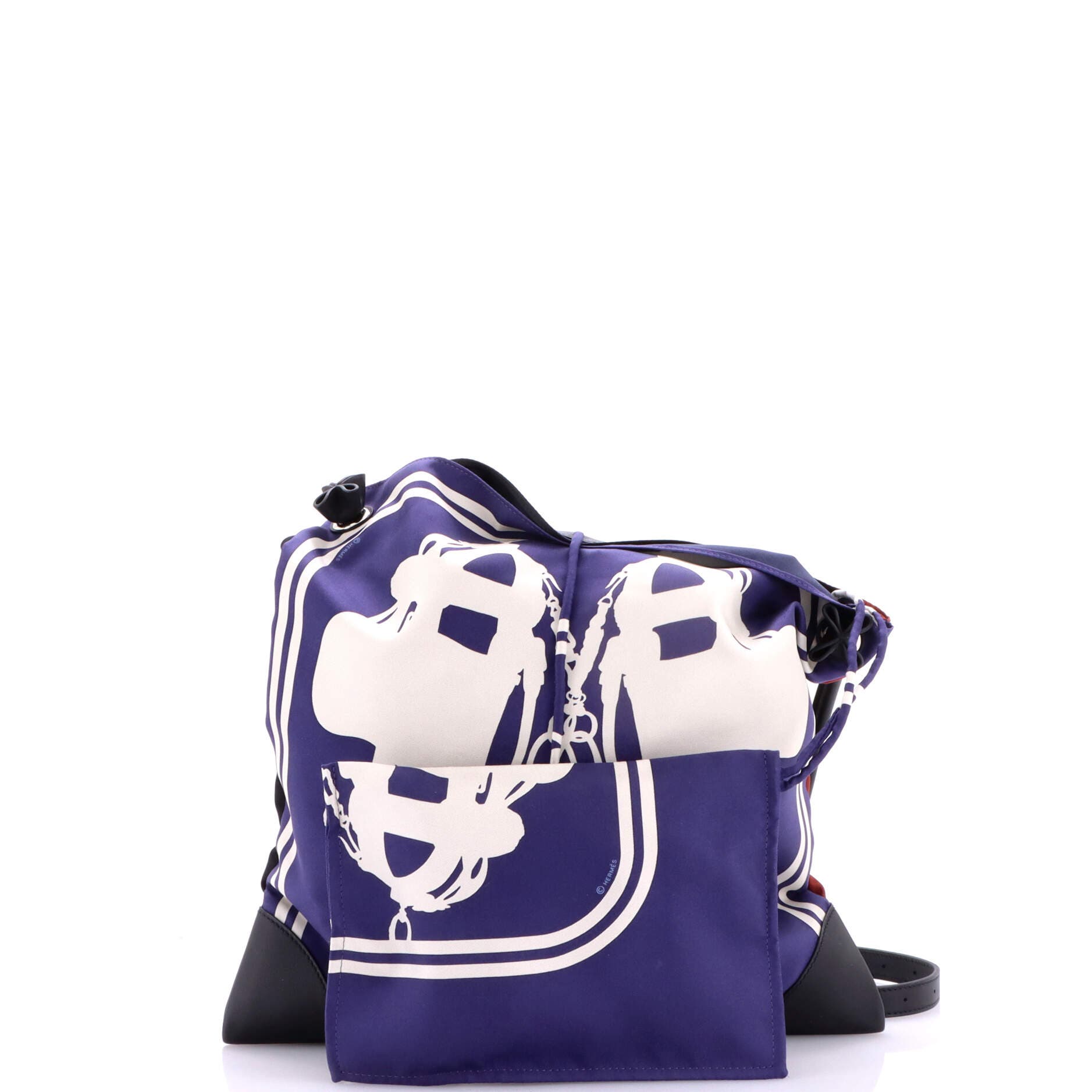 Pre-Owned Hermes Silky City Bag Printed Silk and Leather PM, Alternate, color, Blue