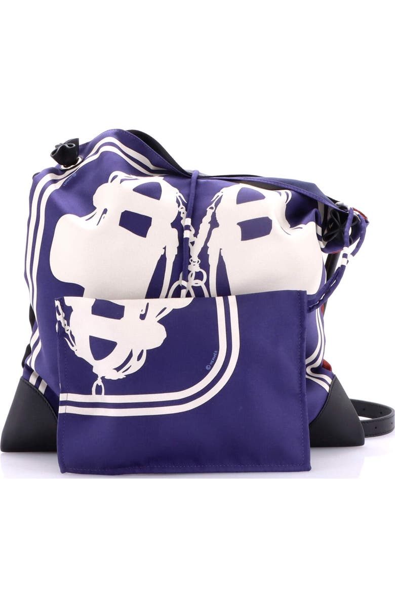 Pre-Owned Hermes Silky City Bag Printed Silk and Leather PM, Alternate, color, Blue