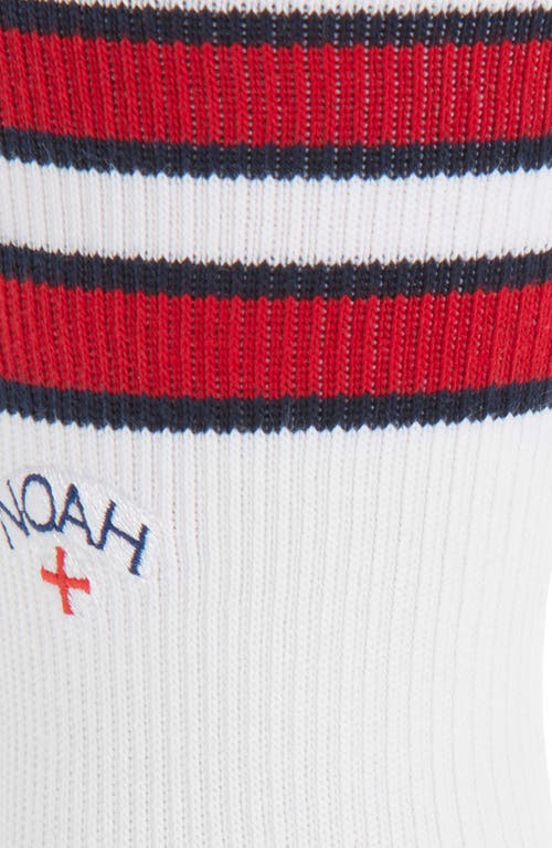 Noah Stripe Crew Socks In White/navy/red