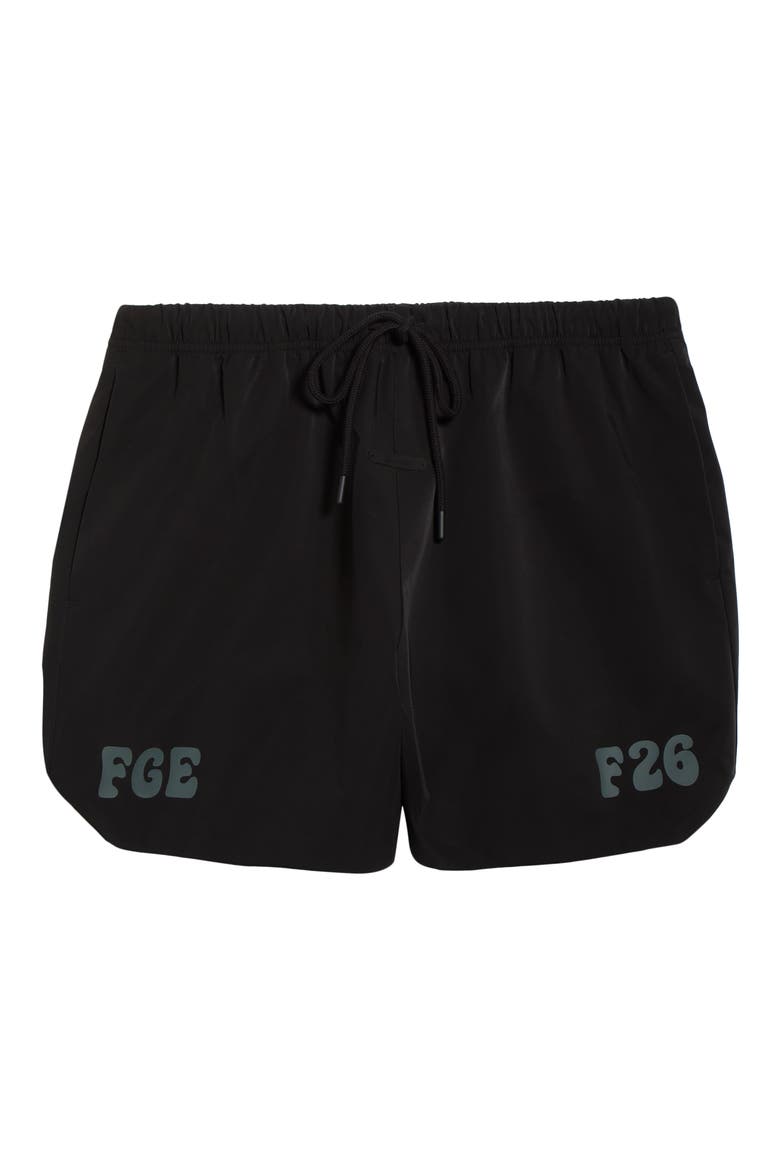 Logo Graphic Drawstring Gym Shorts, Alternate, color, VINTAGE BLACK