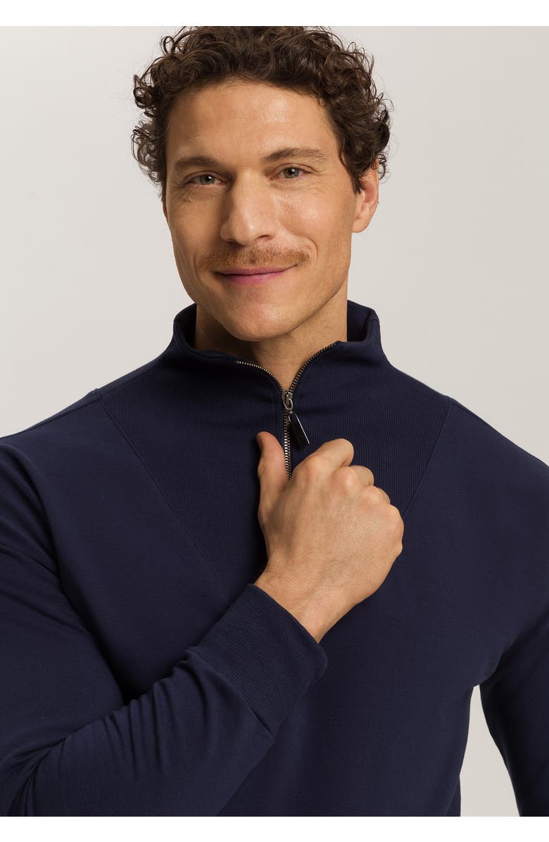 Hanro Natural Living Organic Cotton French Terry Sweatshirt, Alternate, color, Deep Navy