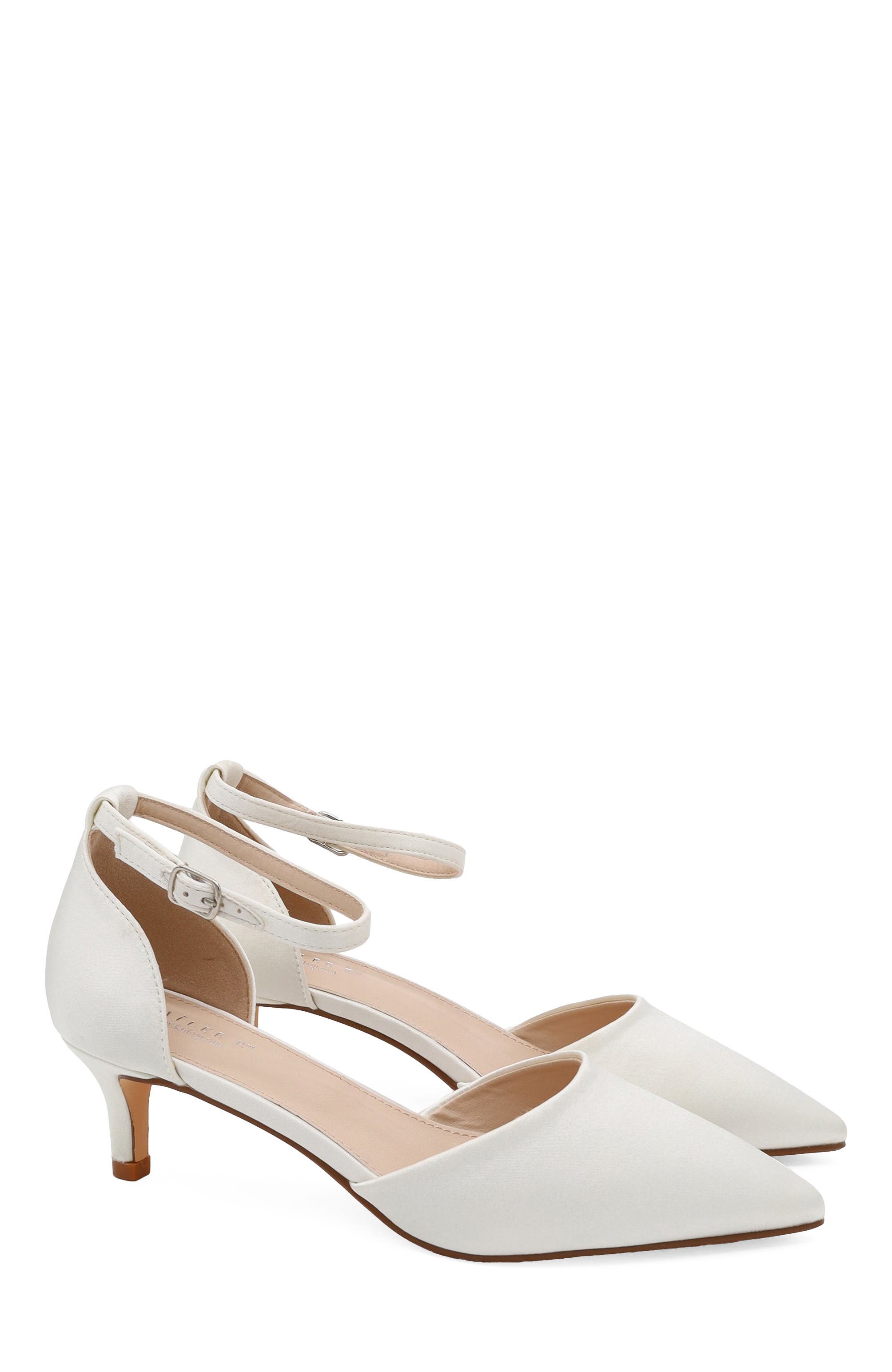 Farah Satin Pointed Toe Kitten Heel, Alternate, color, Ivory