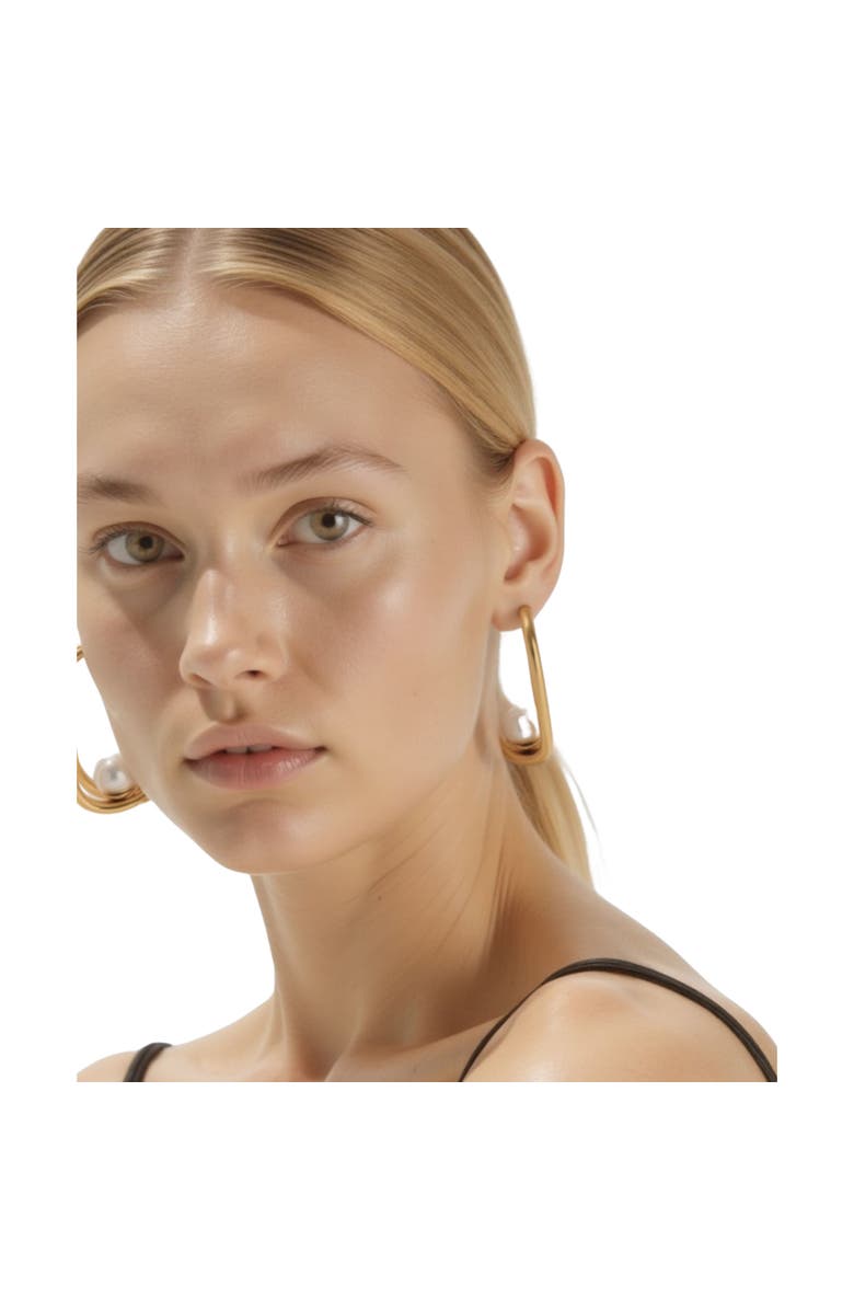 AKALIA Thalia Waterproof Earring Shiny Faux Pearl at Center Dazzling, Alternate, color, Gold