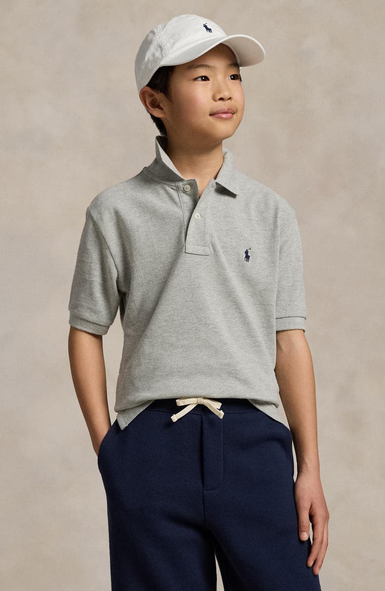 Polo Ralph Lauren Kids' The Iconic Mesh Polo, Alternate, color, Grey Heather