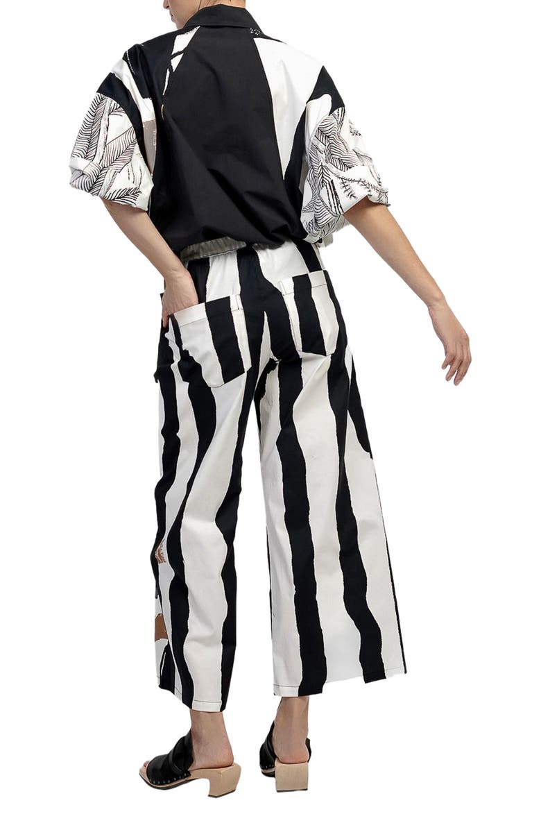 Alembika Mixed print button-up shirt with puff sleeves, Alternate, color, 