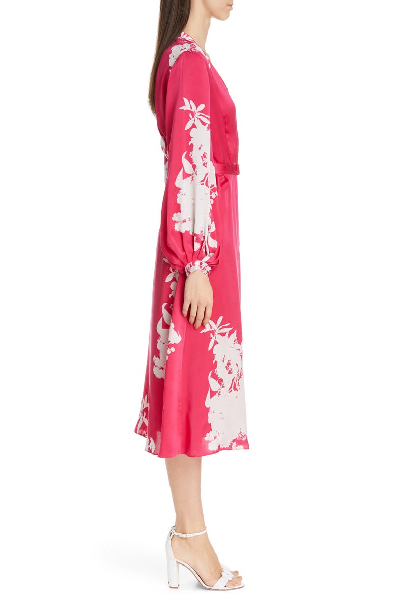 Andrese Silk Blend Wrap Long Sleeve Dress, Alternate, color, CARMINE GRIS